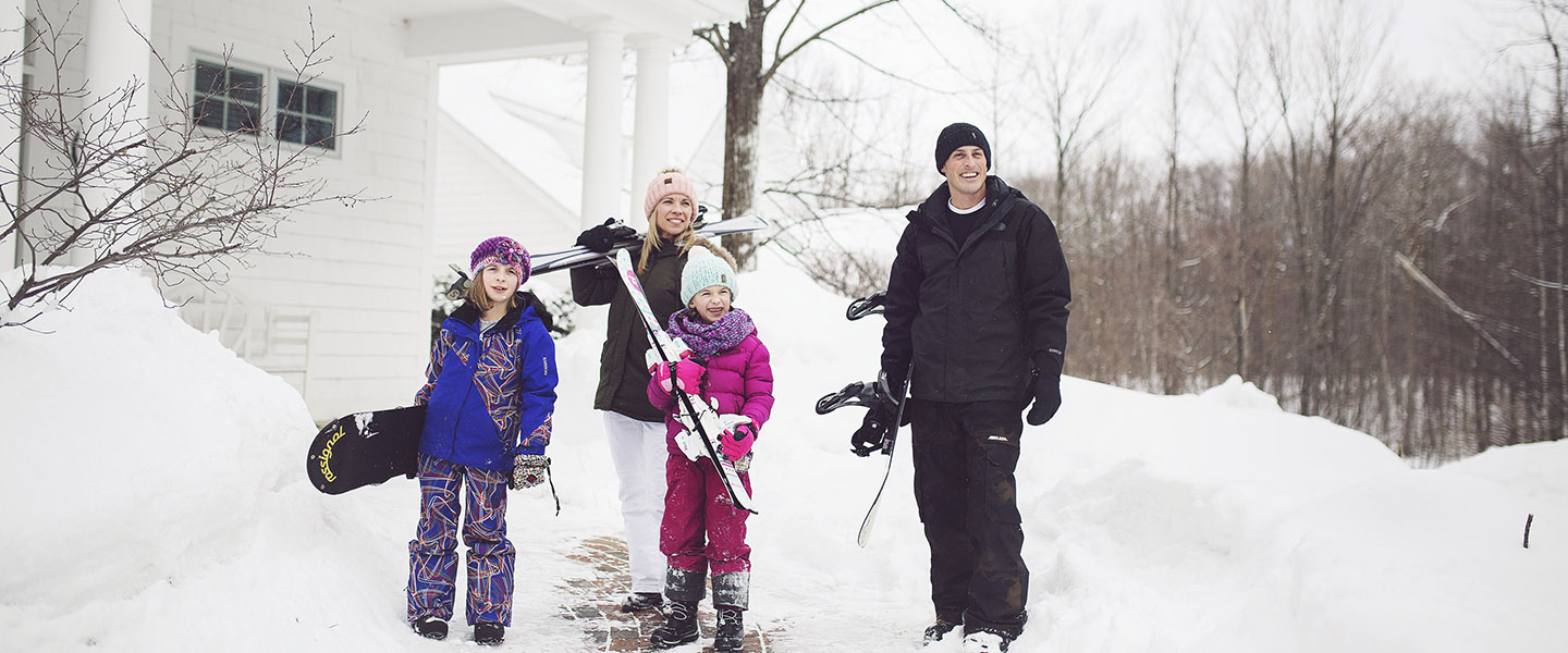 Family leaving to ski from Cottages at Bay Harbor