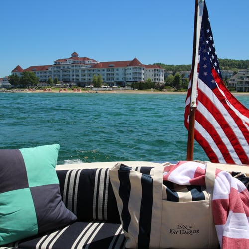 Water view of Inn at Bay Harbor, from Lake Escape yacht
