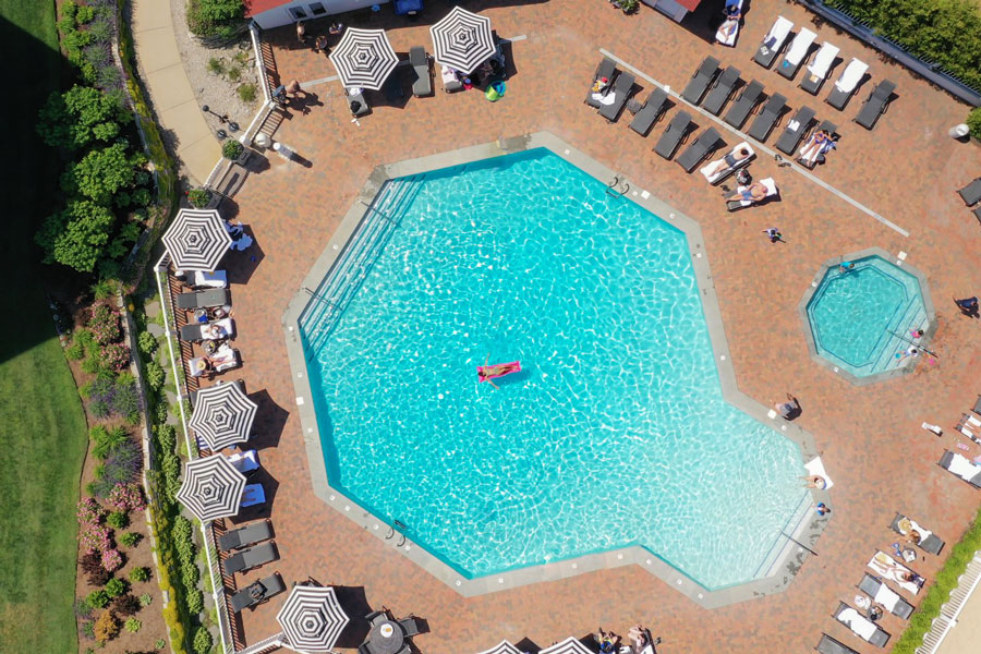 Aerial pool view, Inn at Bay Harbor