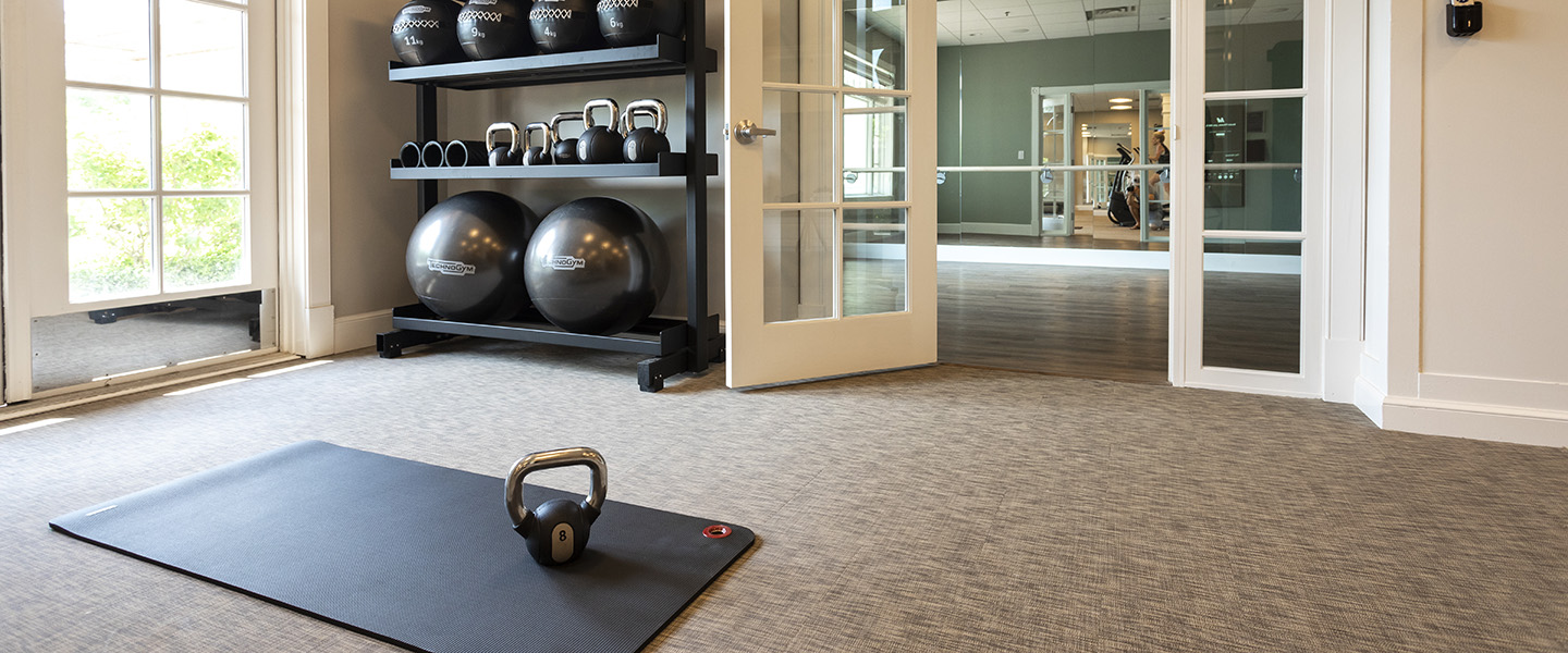 Fitness Center freestyle space with kettle bells, medicine balls, Inn at Bay Harbor